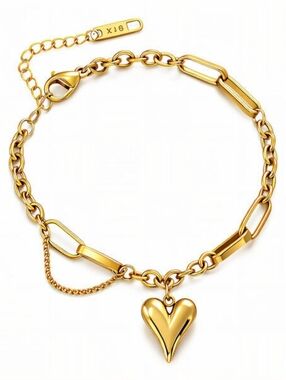 "Heart" Bracelet, 18K Gold Plated Steel